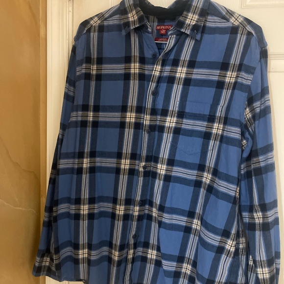 Sale‼️Merona Flannel   button down Blue Shirt by -Size Large-Preowned - Picture 5 of 14